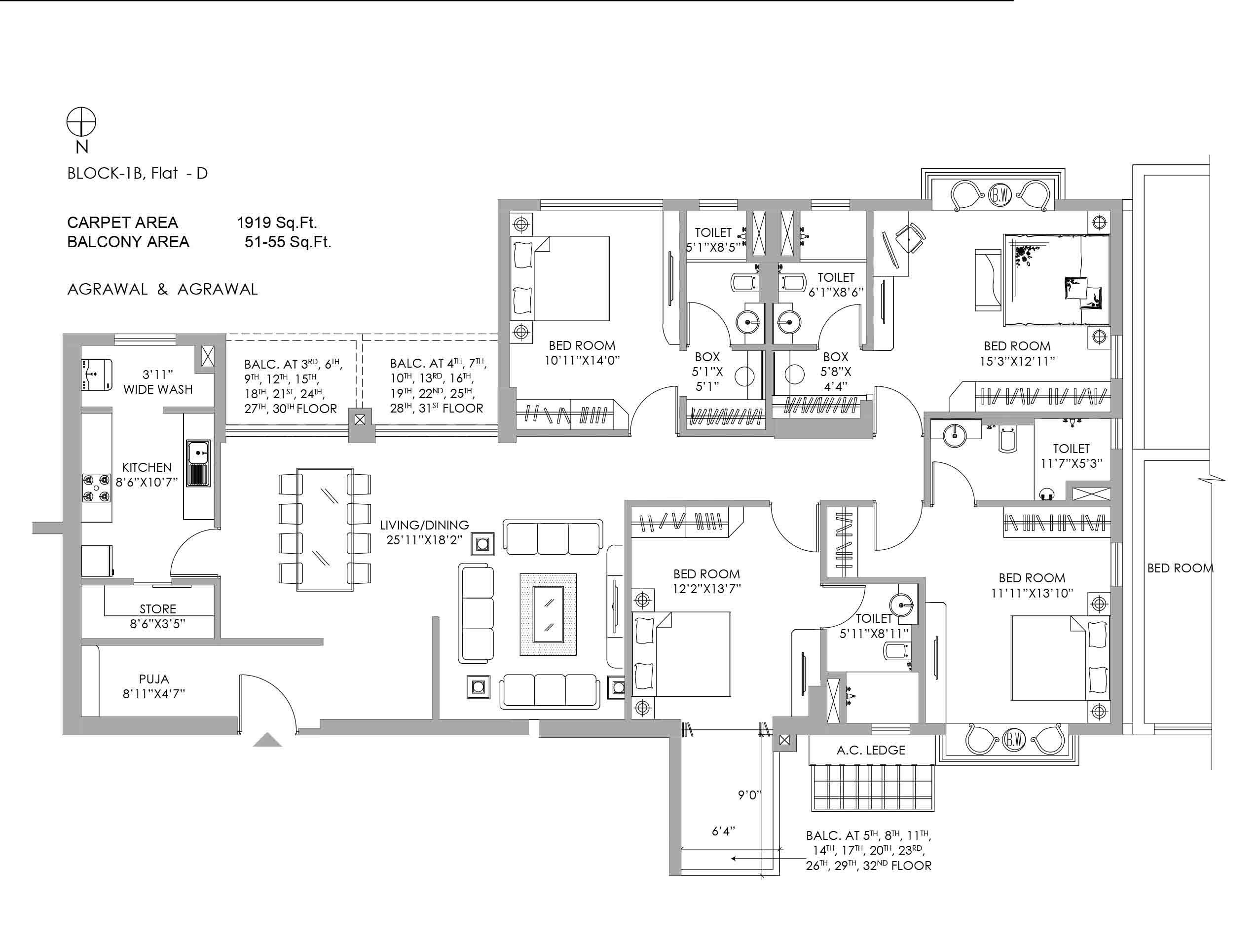 BLOCK-1B, Flat - D