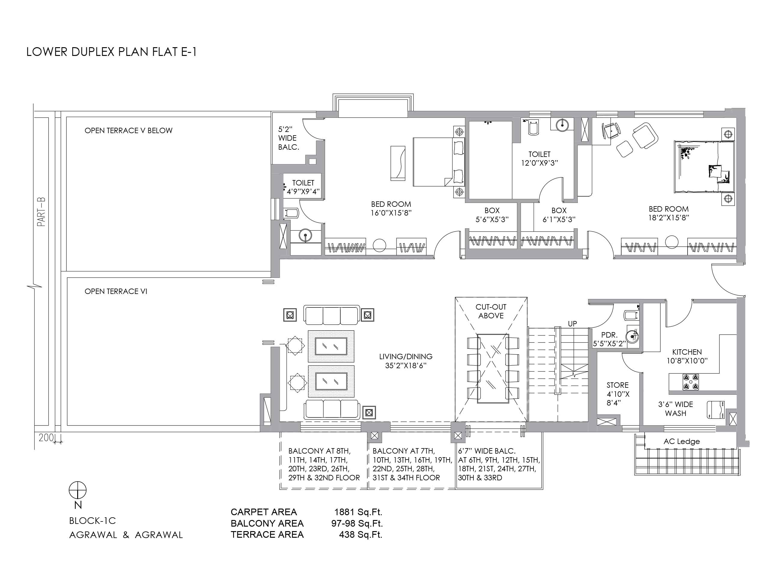 LOWER DUPLEX PLAN FLAT E-1