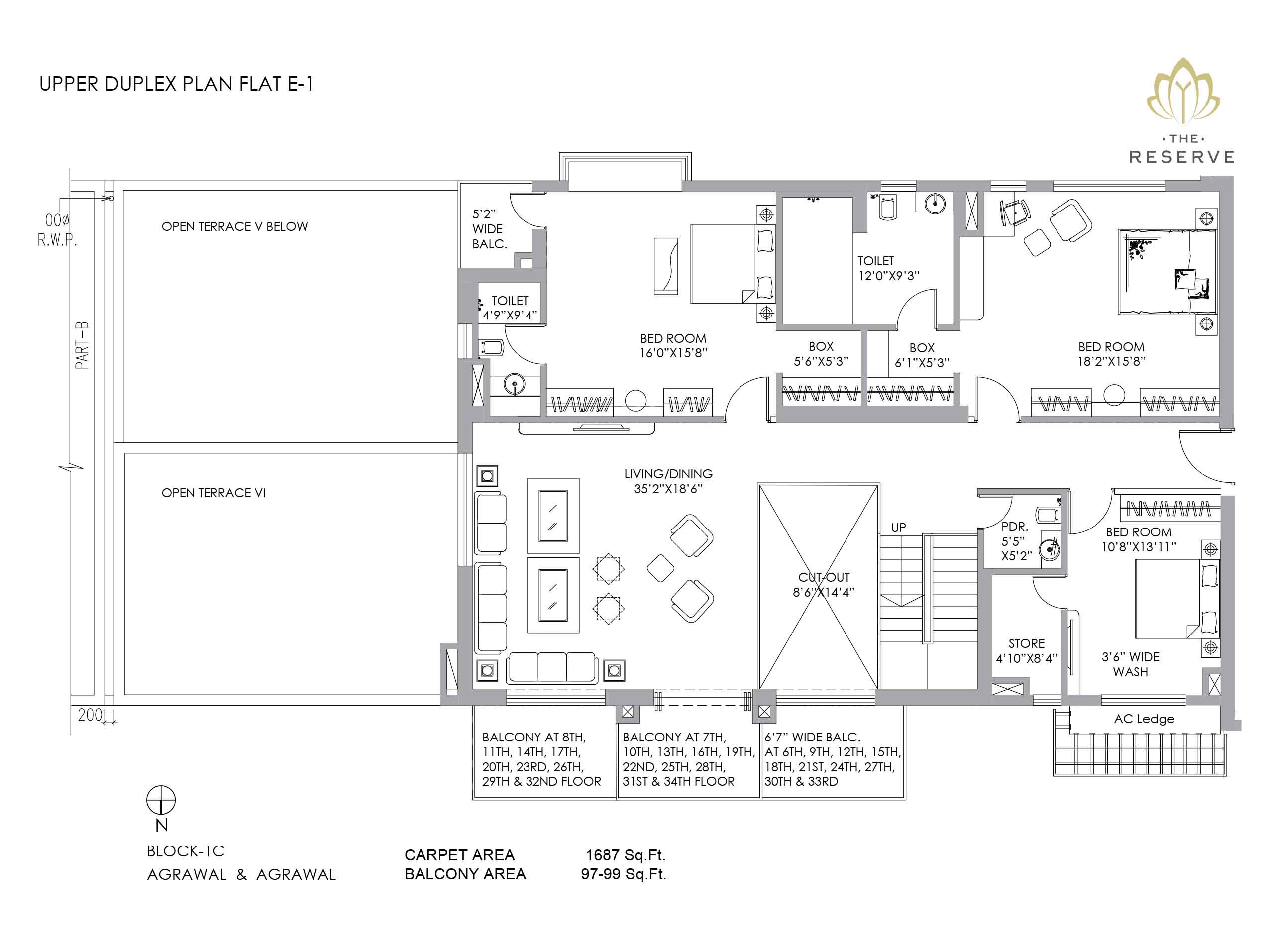 UPPER DUPLEX PLAN FLAT E-1