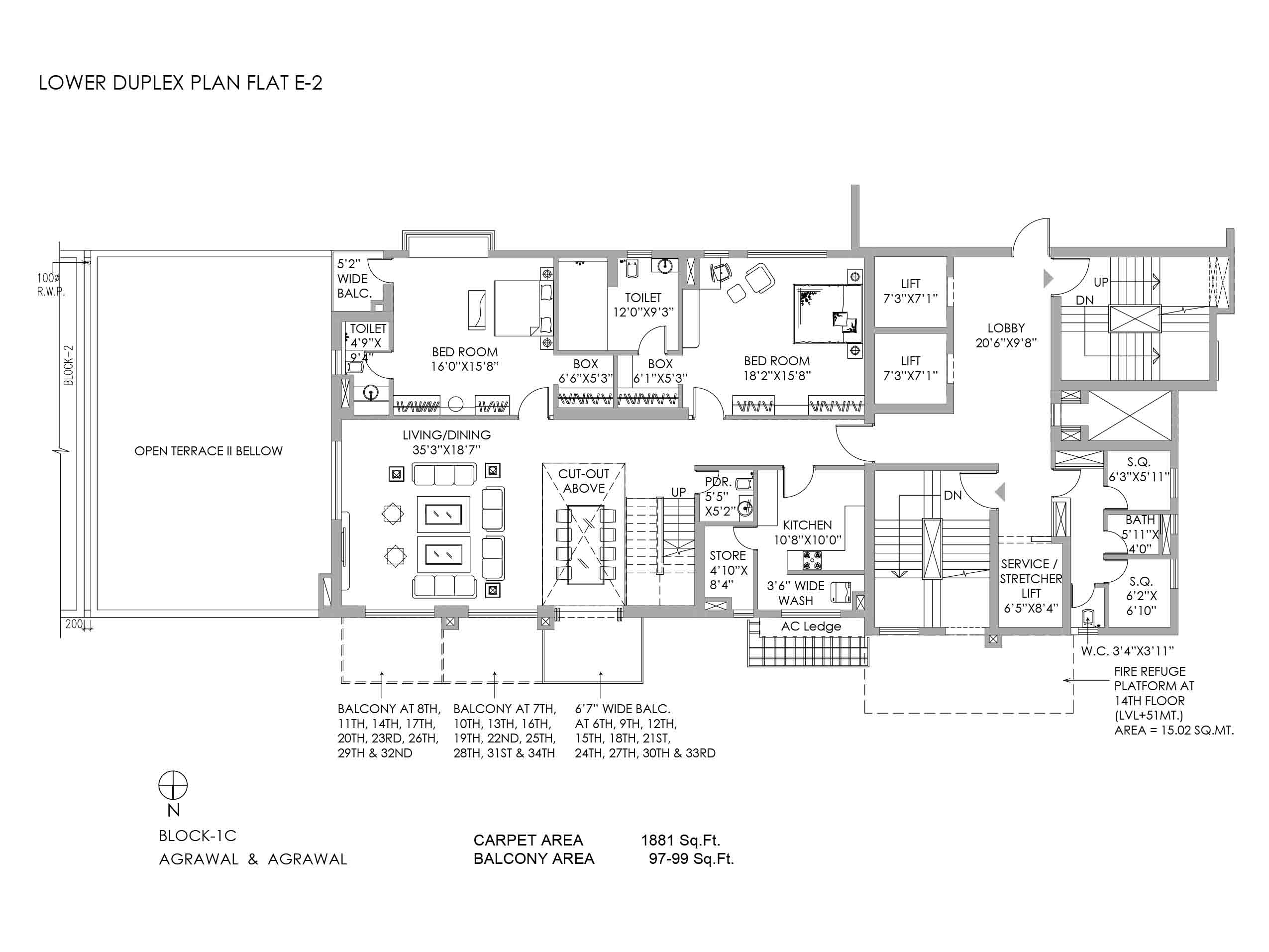 UPPER DUPLEX PLAN FLAT E-2