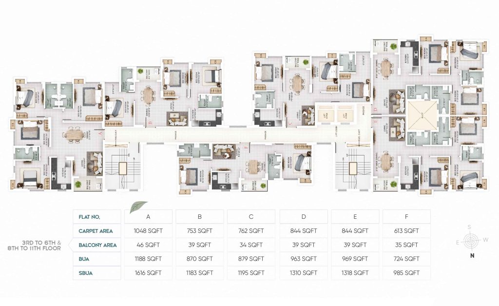 3RD to 6Th & 8TH TO 11TH FLOOR PLAN